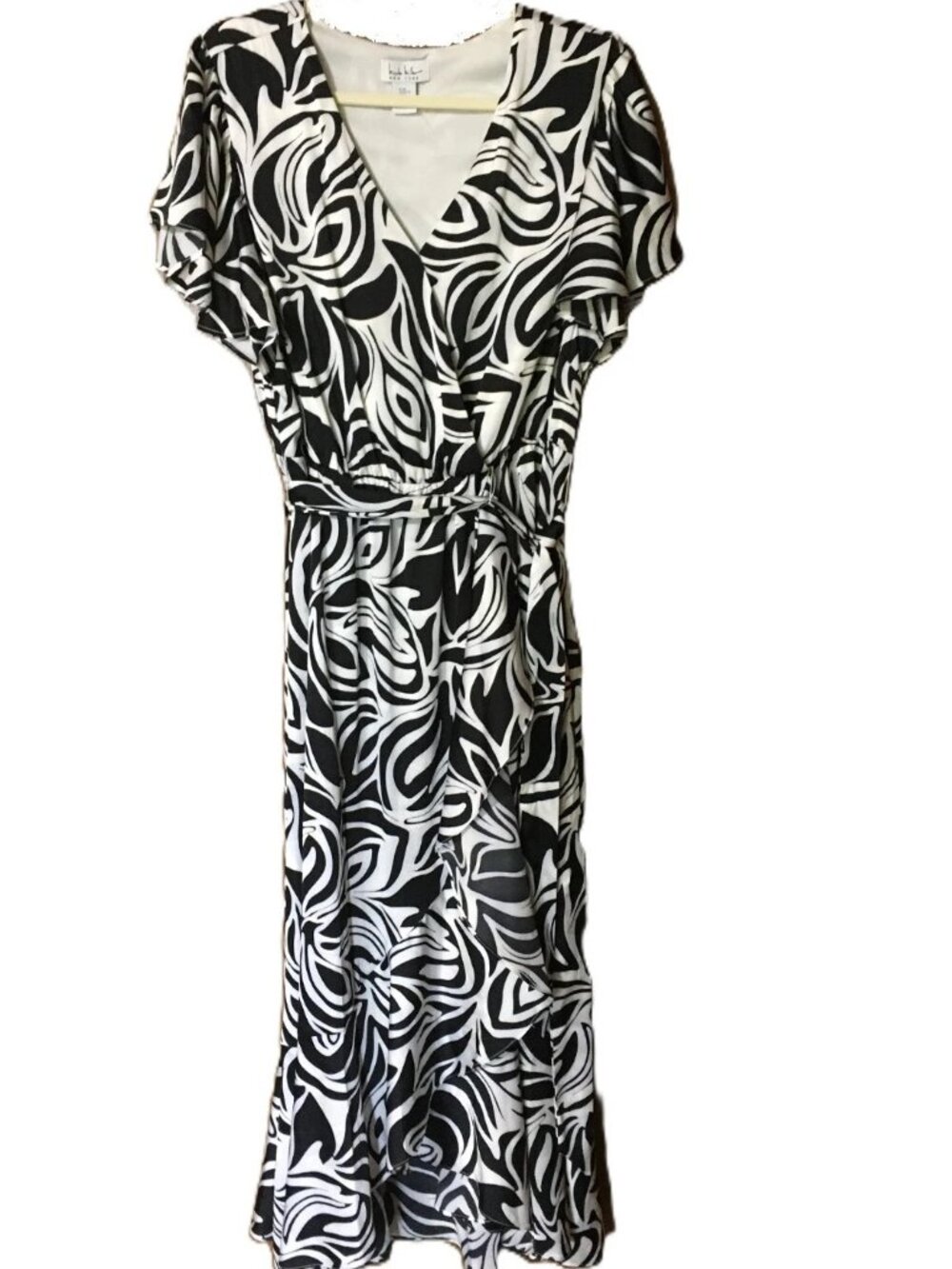 Nicole Miller Black/White Abstract Pattern Maxi Dress-Size XL,NWT - Picture 2 of 7